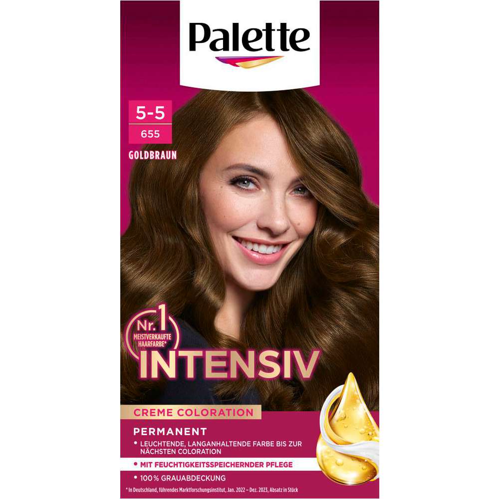 Produktabbildung Poly Palette Haarfarbe Creme Coloration, 655 Goldbraun