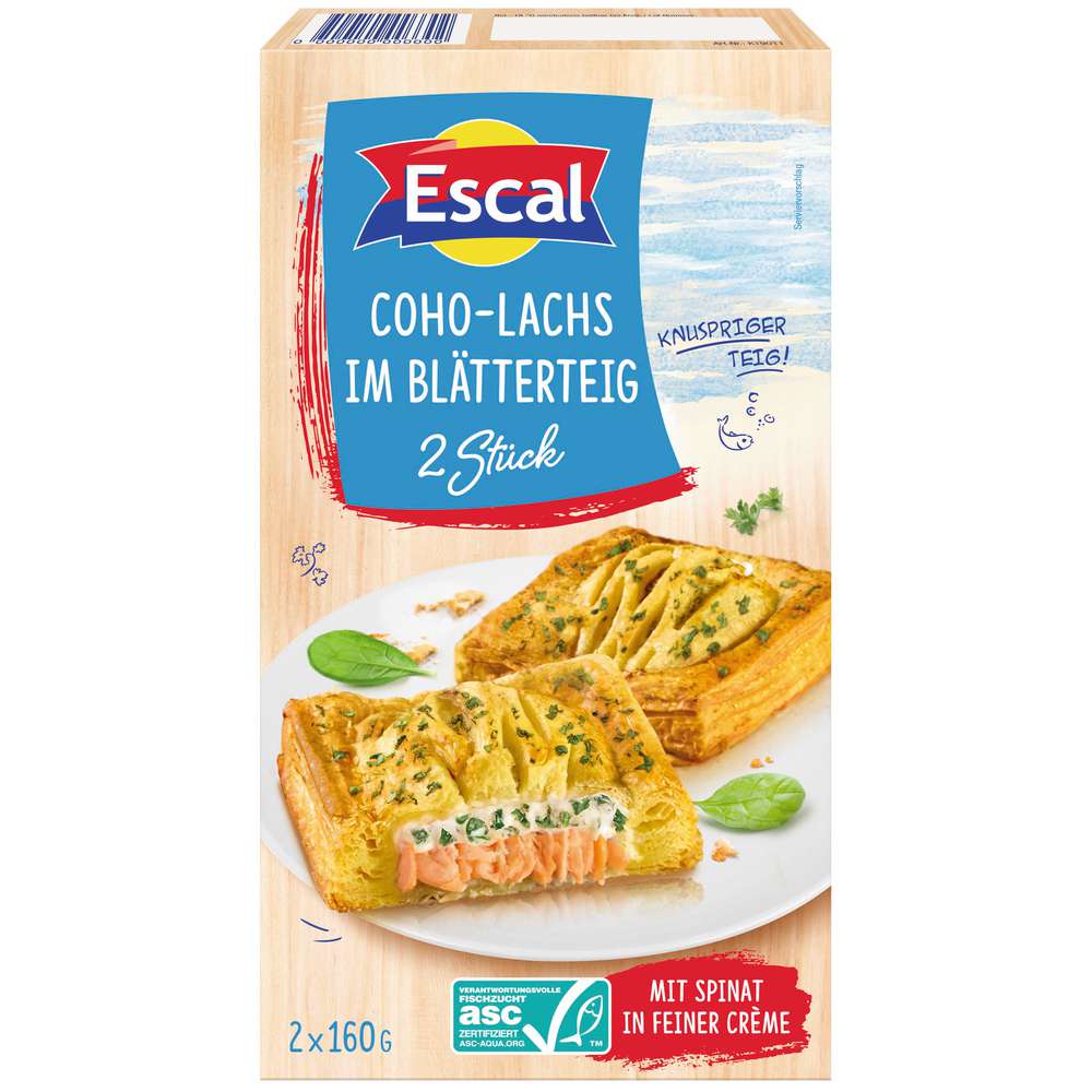 Produktabbildung Escal Coho-Lachs im Blätterteig mit Spinat