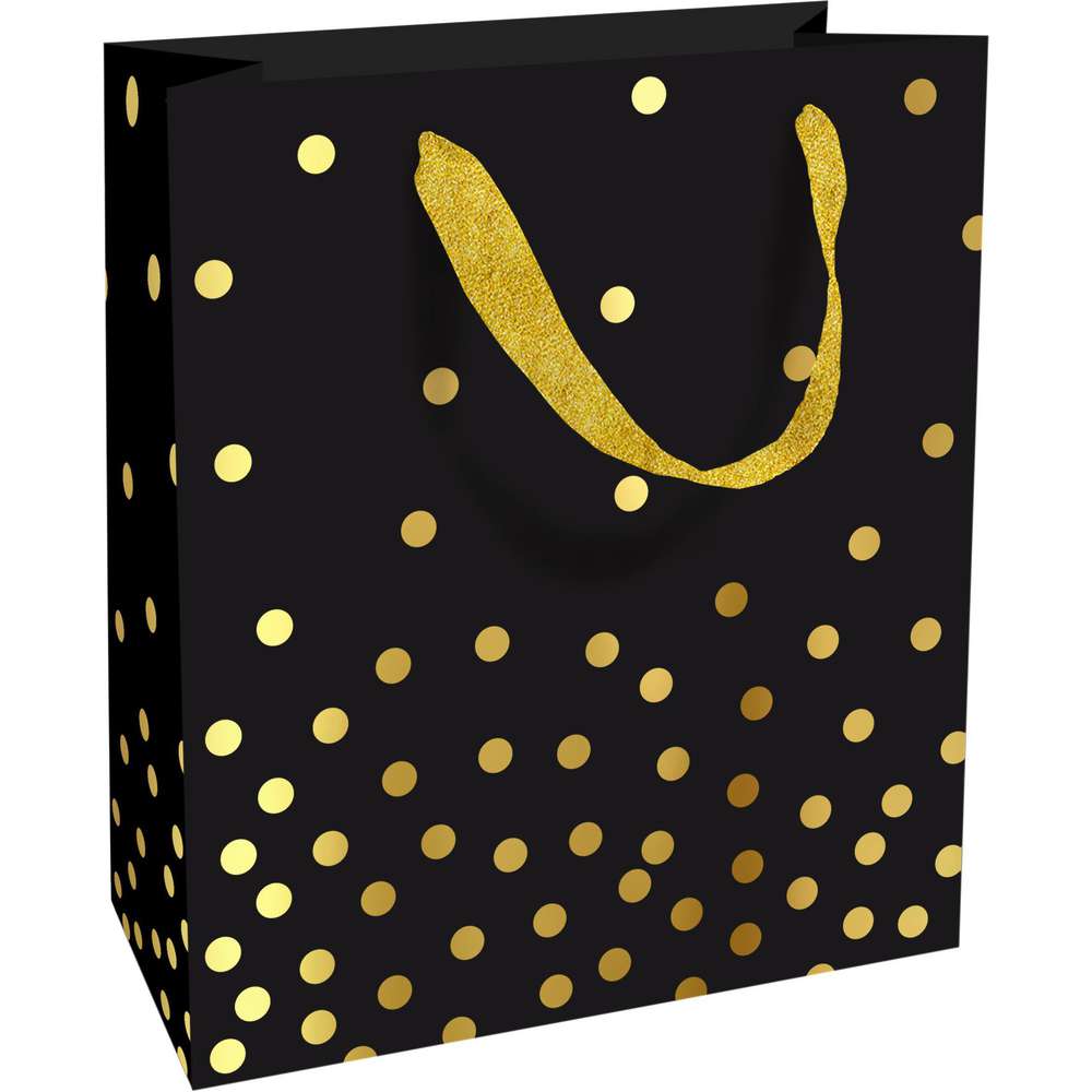 Produktabbildung Braun+Company Geschenktasche Golden Dots schwarz chwarz 18x21x8cm
