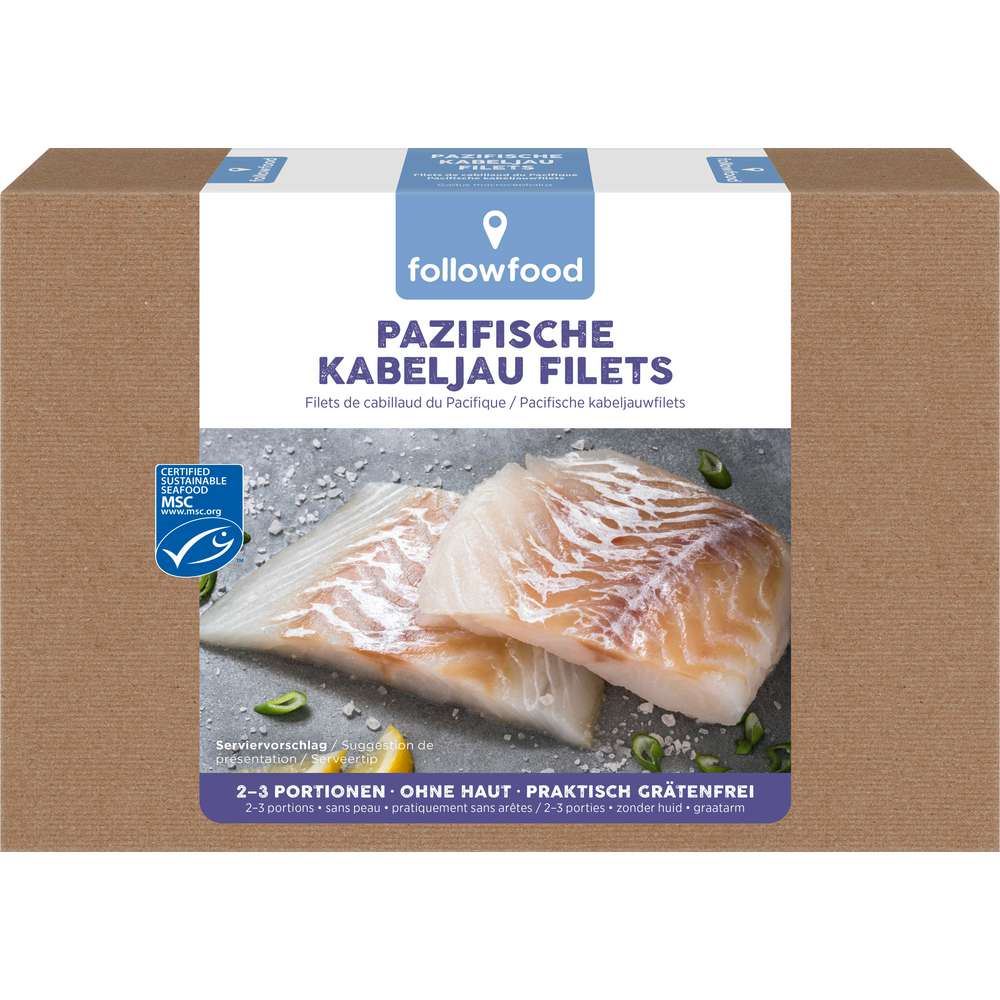 Produktabbildung followfood Kabeljau Filets, tiefgekühlt