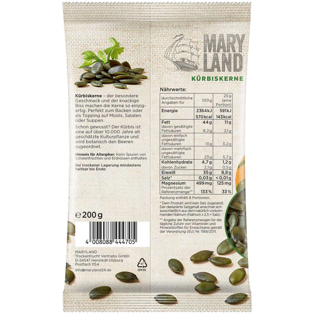 Produktabbildung Maryland Kürbiskerne, schalenlos