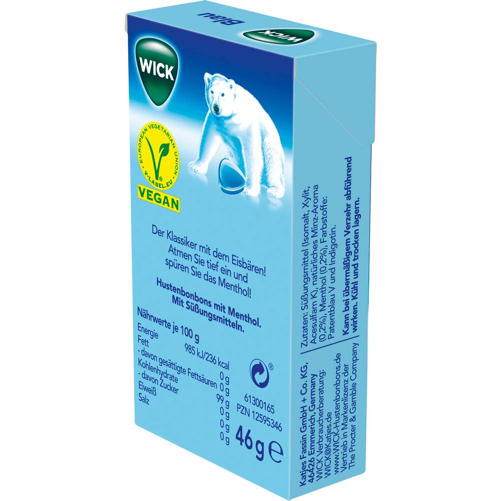 Produktabbildung Wick Bonbons Blau Menthol, ohne Zucker