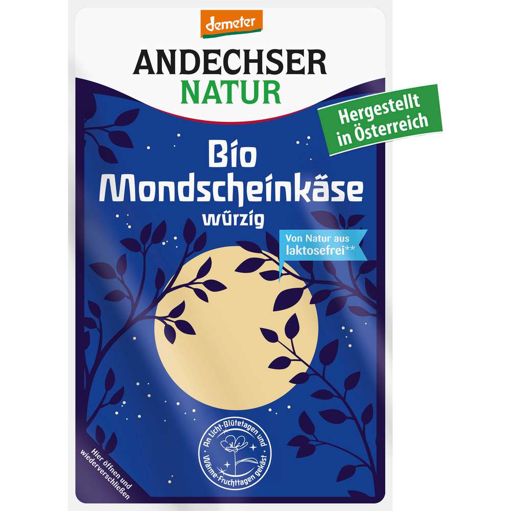 Produktabbildung Andechser Bio Mondscheinkäse Scheiben, würzig