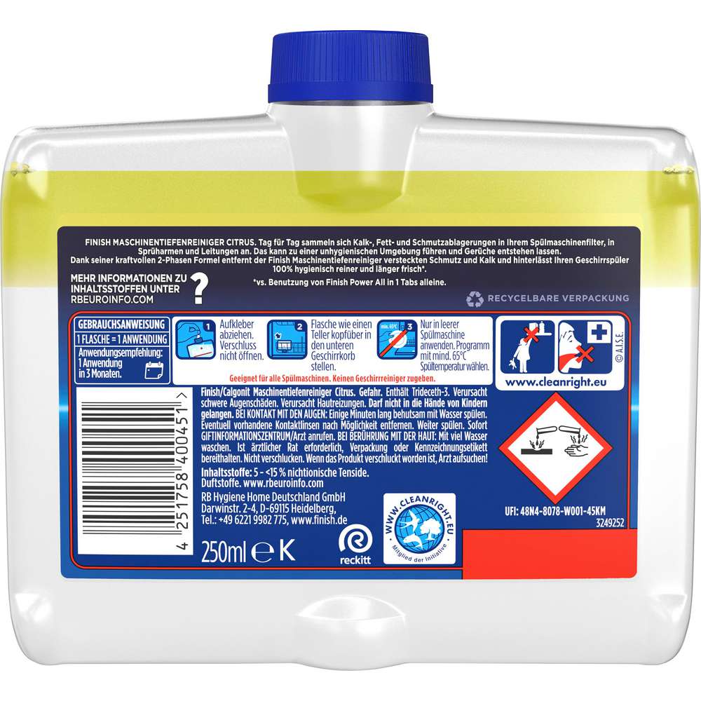 Produktabbildung Finish Spülmaschinen Tiefen-Reiniger, Citrus