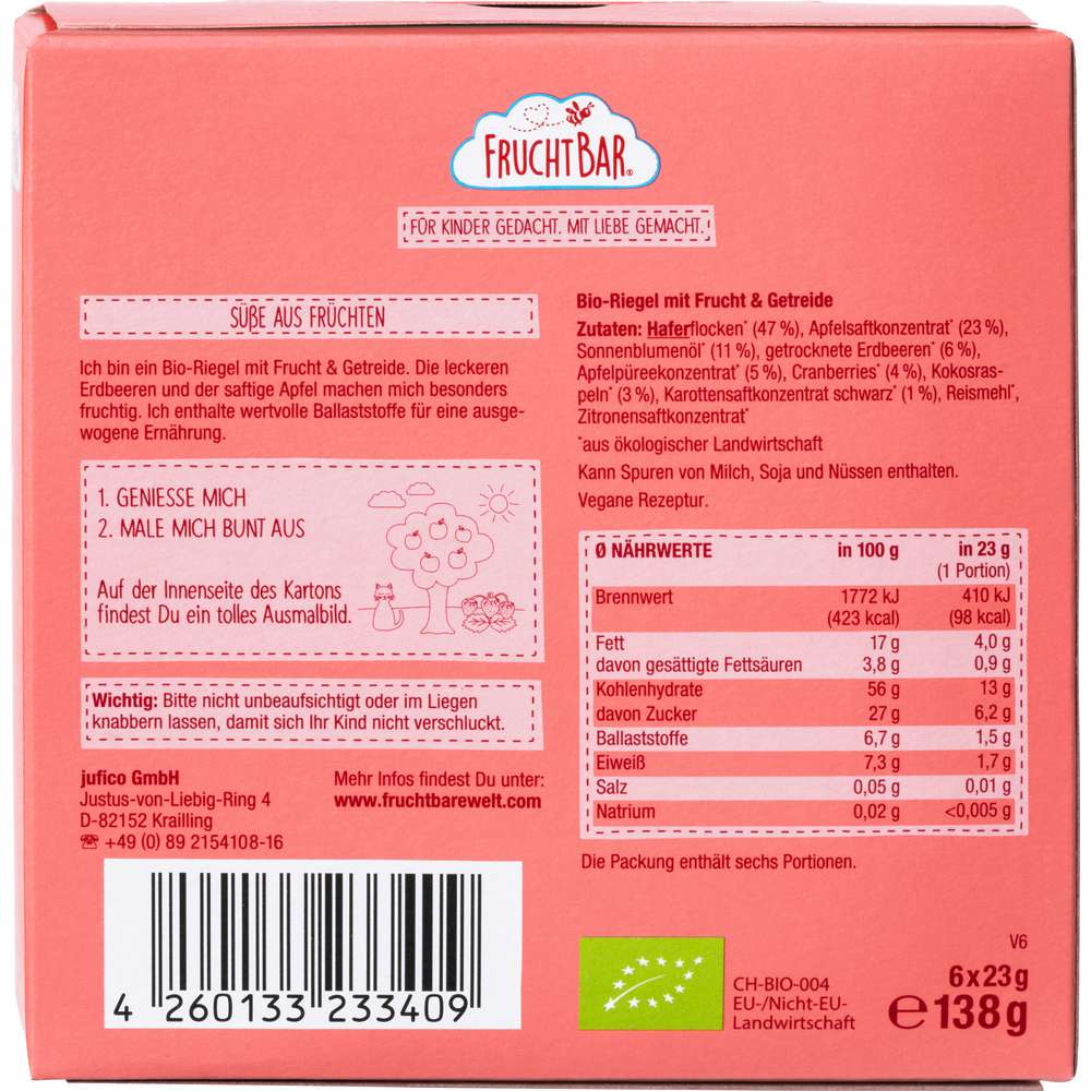 Produktabbildung Fruchtbar Bio-Riegel, Erdbeere-Apfel-Hafer