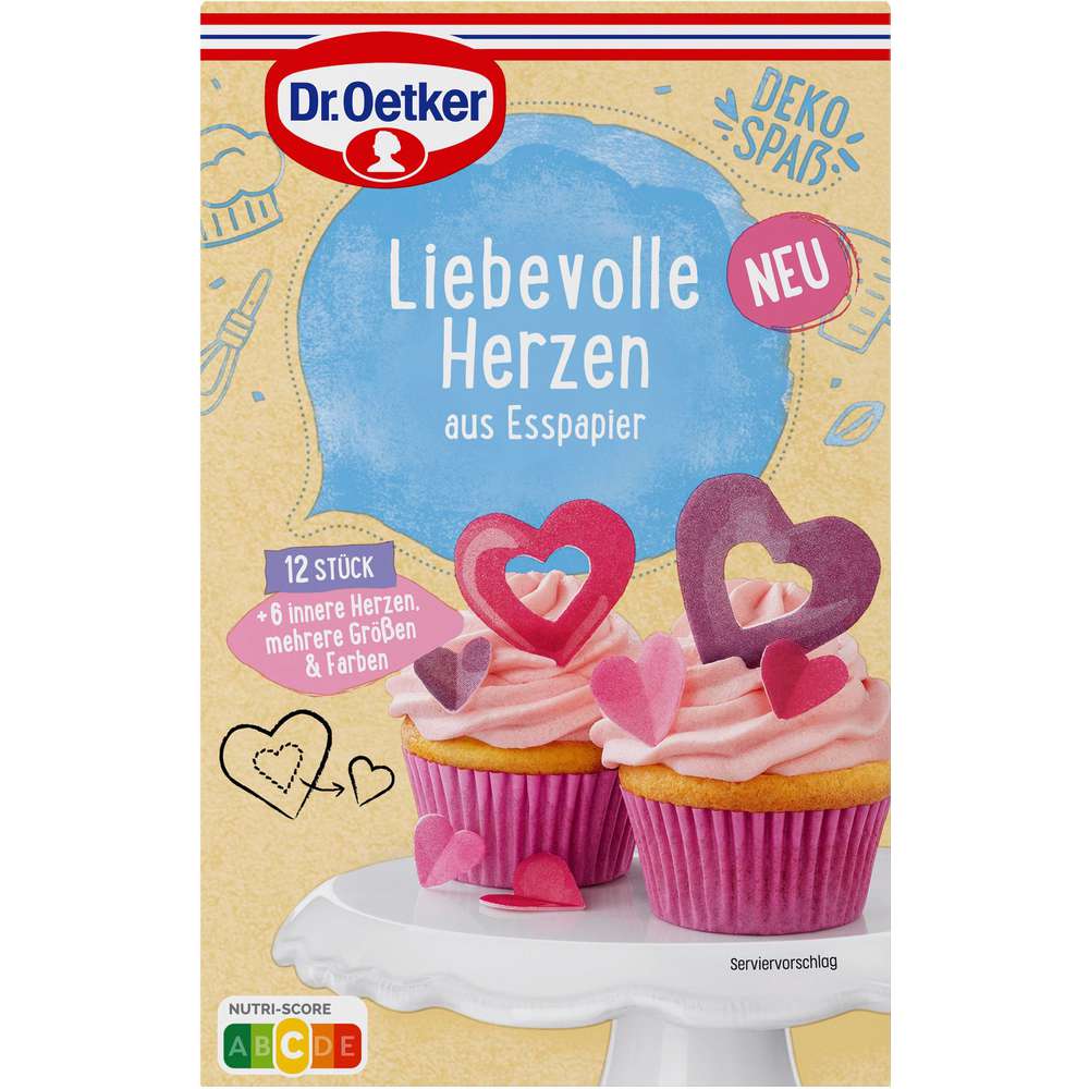 Produktabbildung Dr. Oetker Kuchen Deko Liebevolle Herzen, Esspapier
