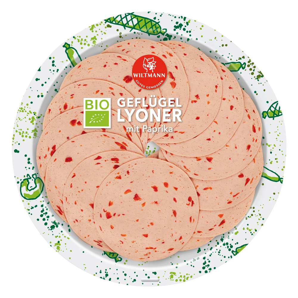 Produktabbildung Wiltmann Bio Geflügel Lyoner mit Paprika 