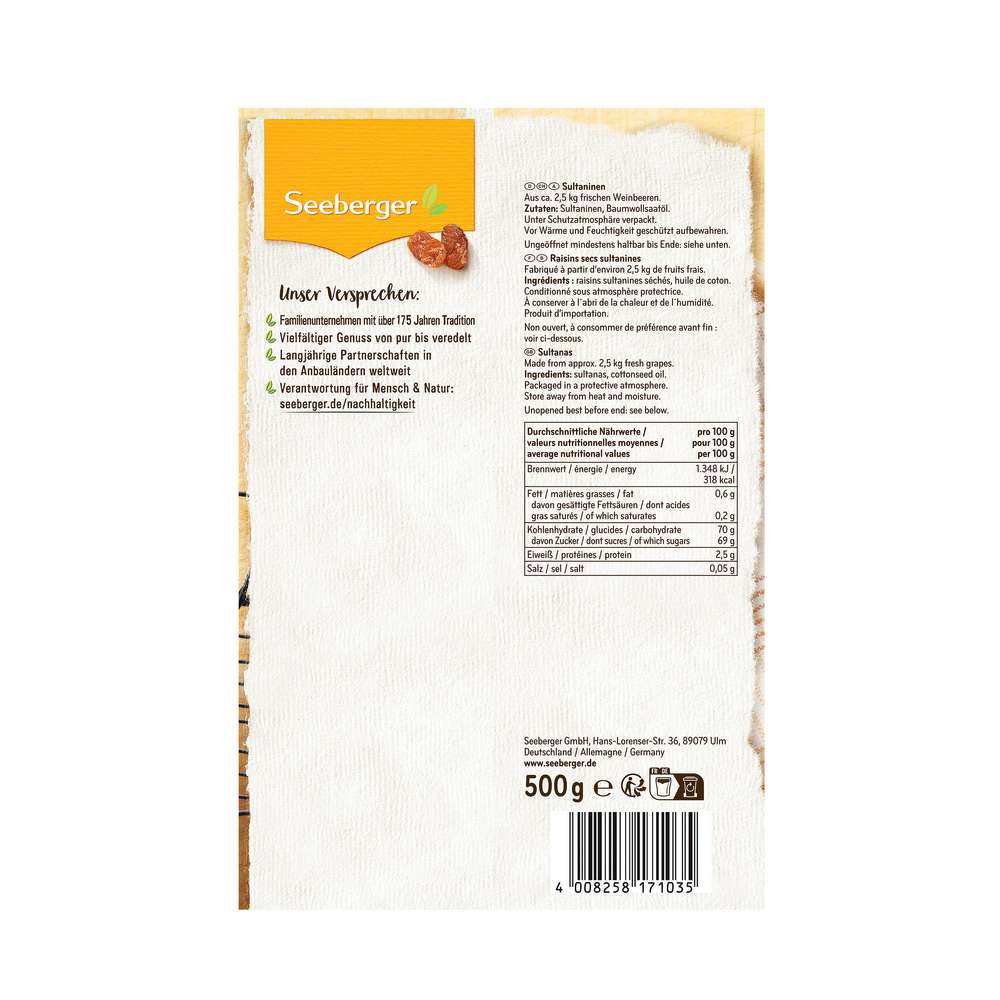 Produktabbildung Seeberger Sultaninen