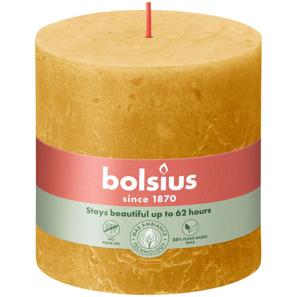 Produktabbildung Bolsius Stumpenkerze Rustik XXL 10x10cm, ockergelb