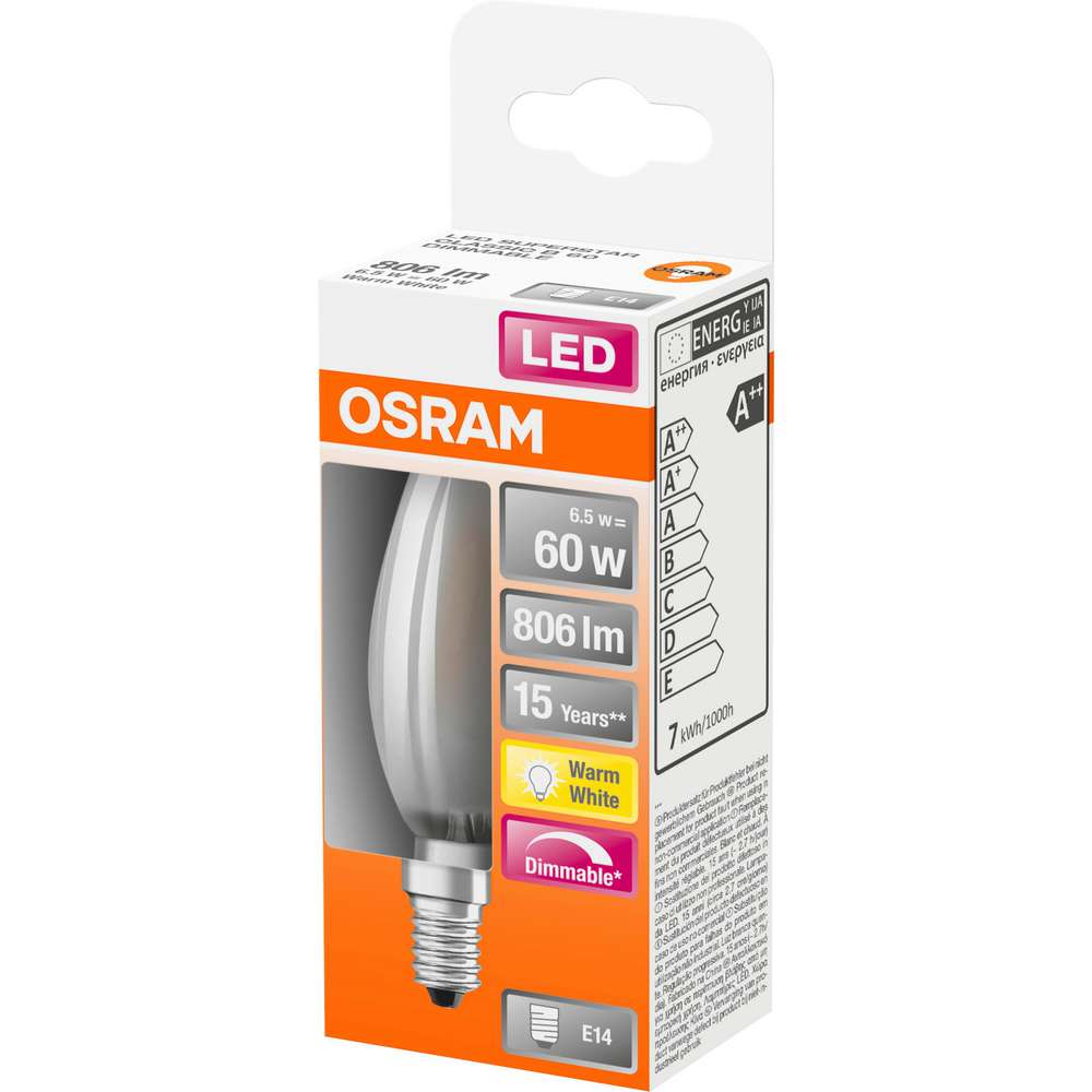 Produktabbildung Osram LED Glühbirne, E14, 6,5W, 220-240V