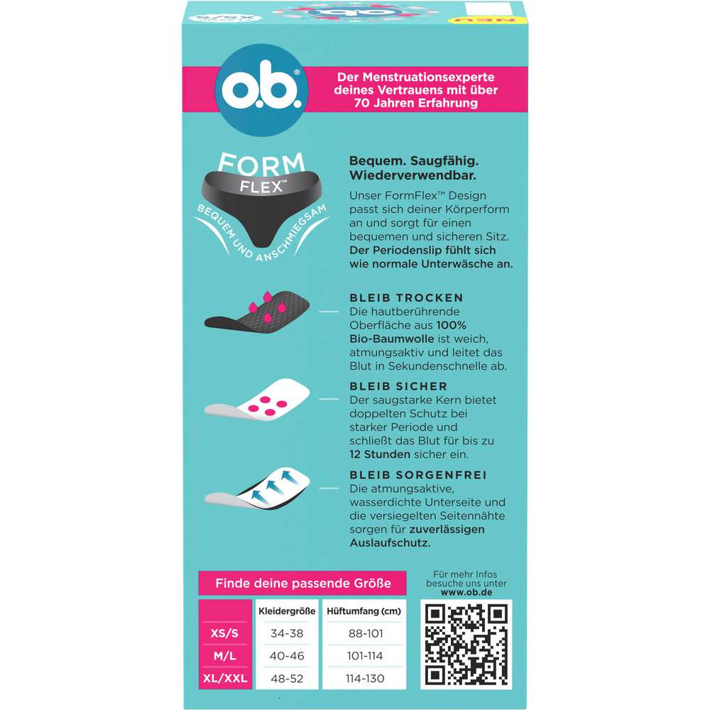 Produktabbildung o.b. Periodenunterwäsche Panties Gr.XS/S