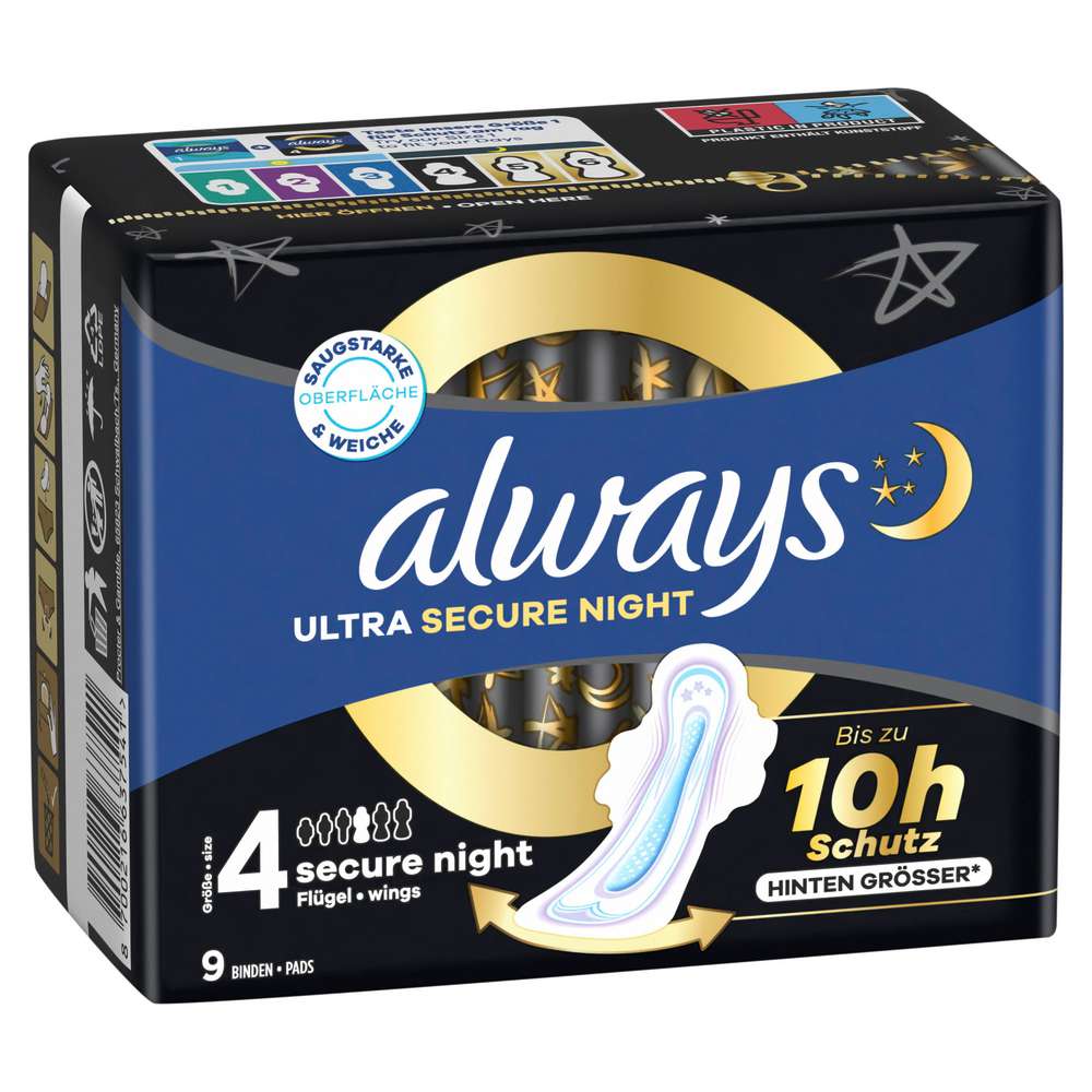 Produktabbildung Always Ultra Binden Secure Night mit Flügel