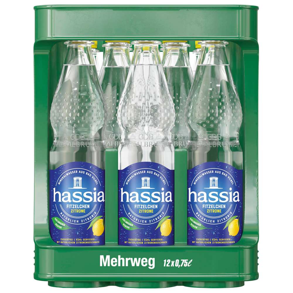 Produktabbildung Hassia Fitzelchen, Dry Lemon, zuckerfrei (12x 0,750 Liter)