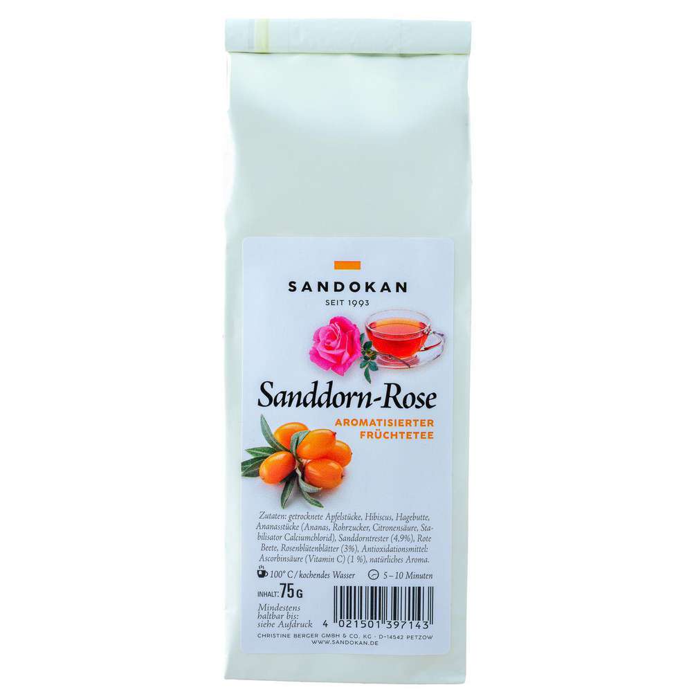 Produktabbildung Sandokan Früchtetee Sanddorn-Rosenblüten