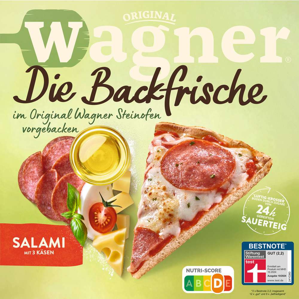 Produktabbildung Wagner Die Backfrische Pizza Salami mit 3 Käsen, tiefgekühlt