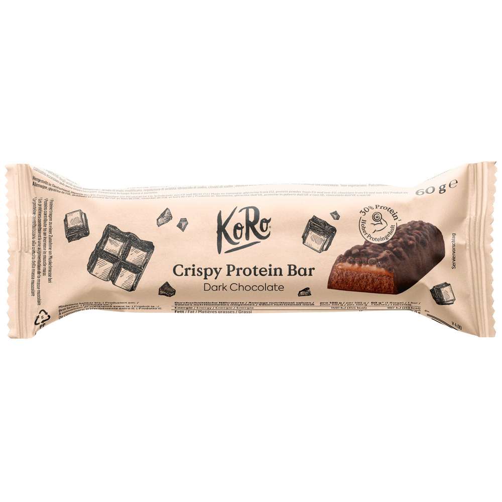 Produktabbildung KoRo Crispy Protein Riegel Berta Dark Chocolate