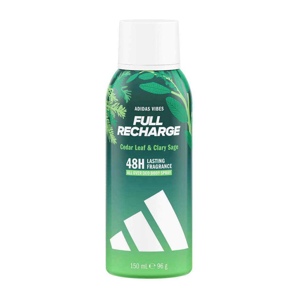 Produktabbildung Adidas Deo Spray Vibes Full Recharge, Cedar Leaf & Clary Sage