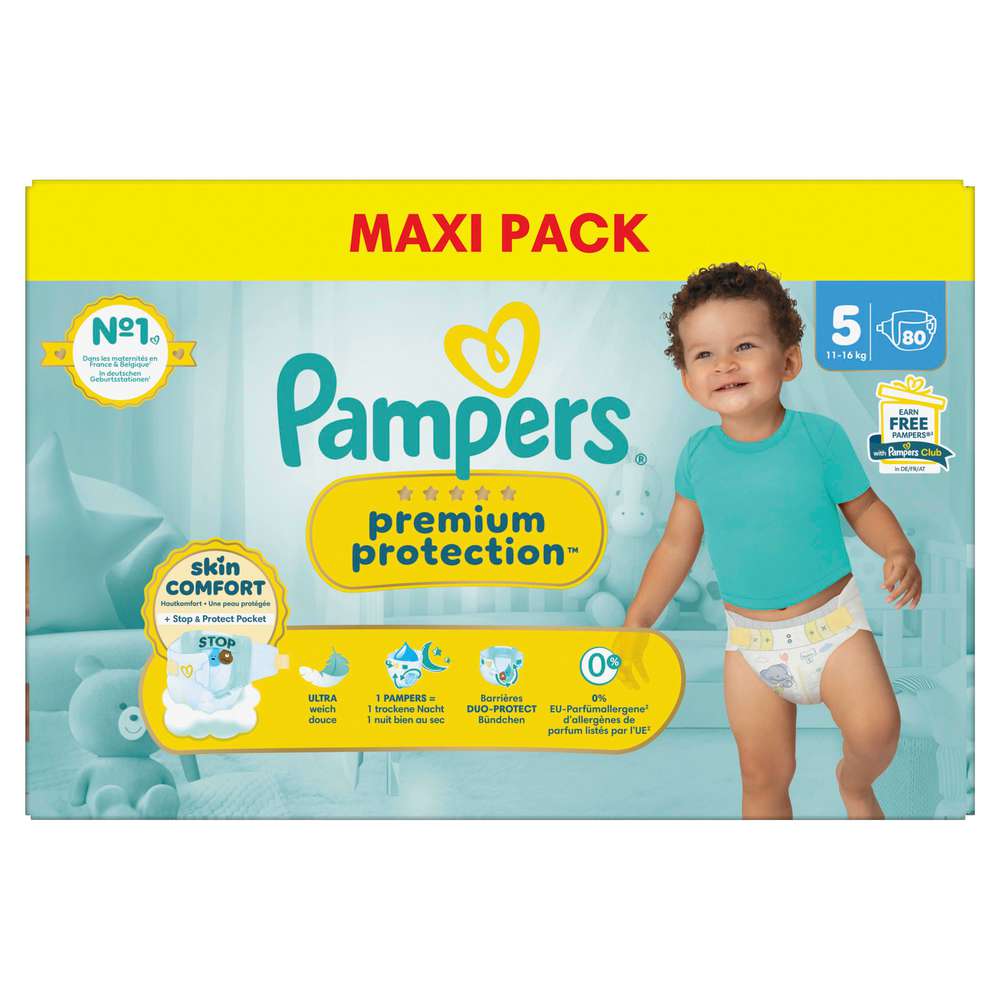 Produktabbildung Pampers Windeln Premium Protection Gr.5 Junior 11-16 kg Monatsbox