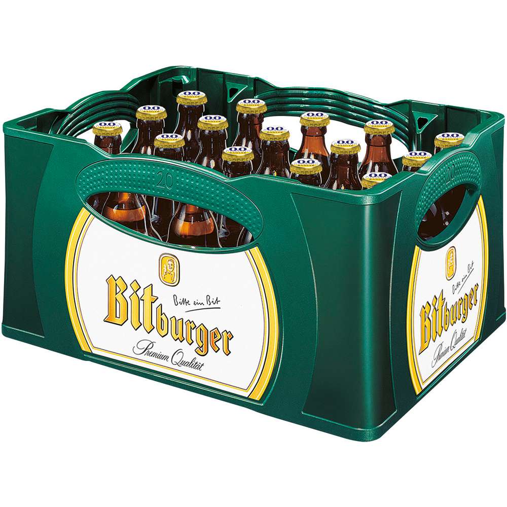 Produktabbildung Bitburger Biermischgetränk, Stubbi, 0,0%, Radler , alkoholfrei (20x 0,330 Liter)