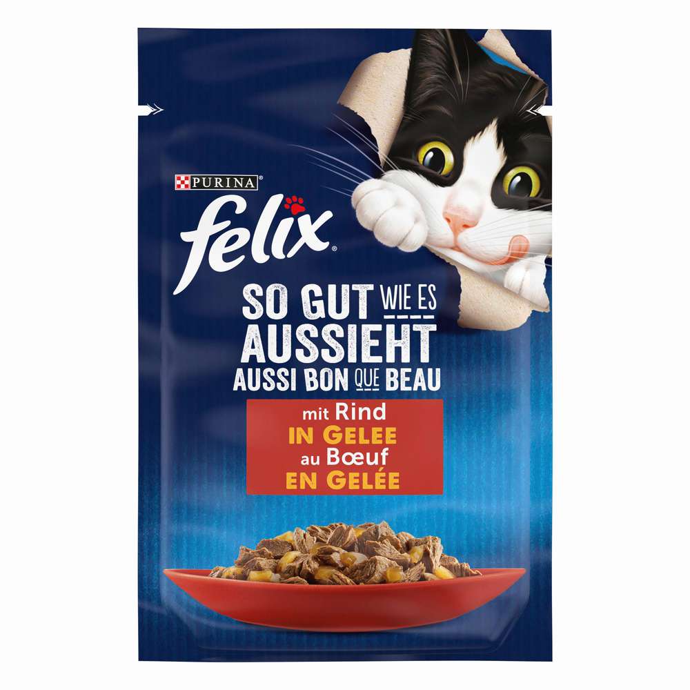Produktabbildung Purina Katzen-Nassfutter Felix, So gut wie es aussieht, Rind in Gelee