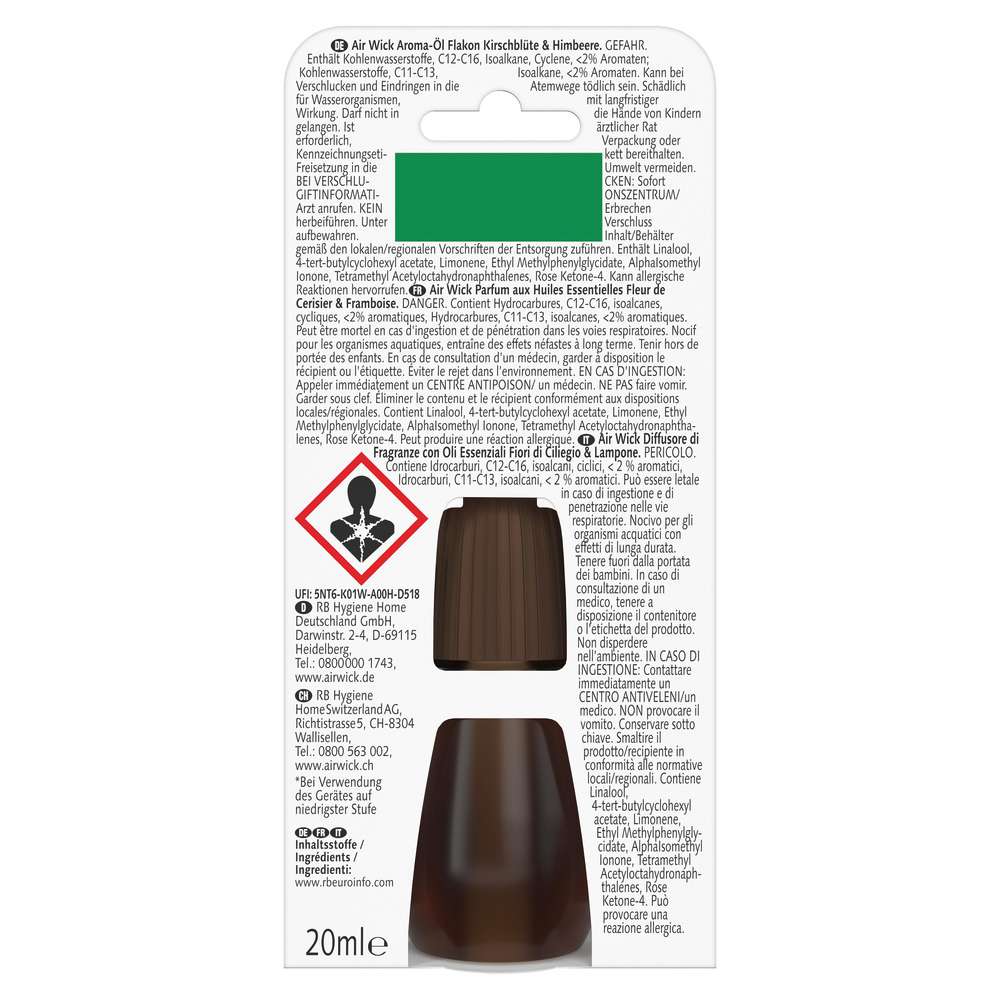 Produktabbildung Air Wick Aroma-Öl Flakon Nachfüller, Kirschblüte & Himbeere