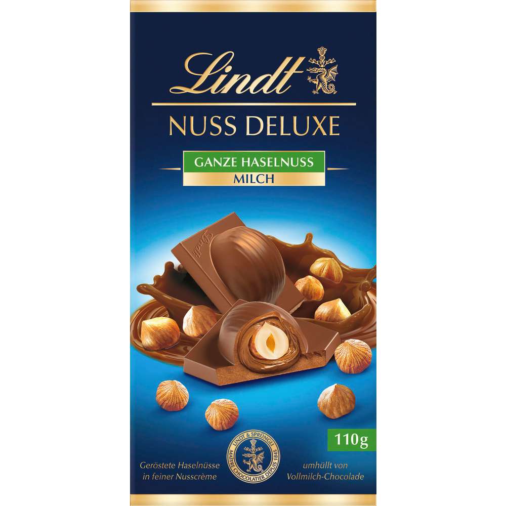 Produktabbildung Lindt Tafelschokolade Nuss Deluxe, Milch-Haselnuss