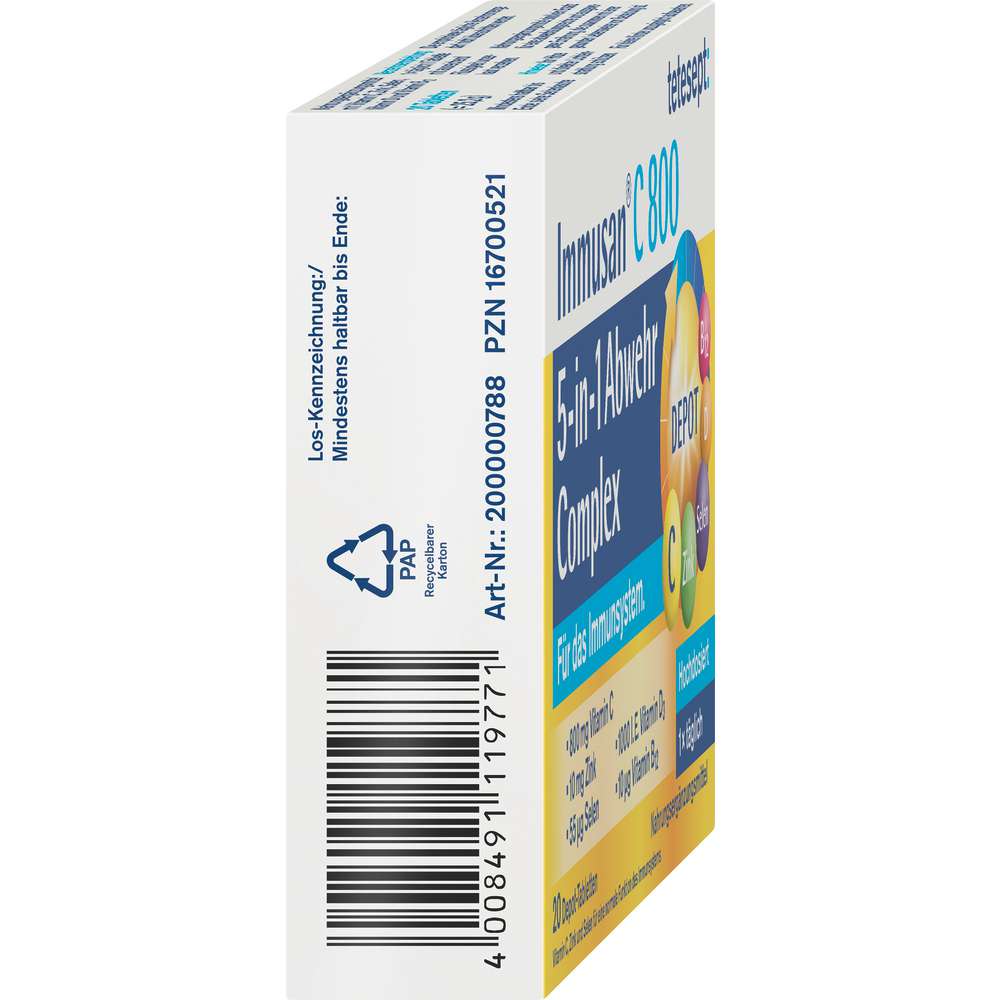 Produktabbildung tetesept Immusan C 800, 5 in 1 Abwehr Complex Tabletten