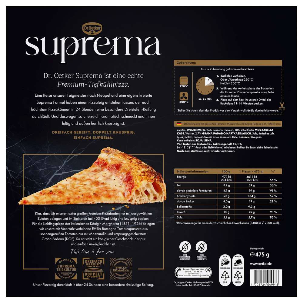 Produktabbildung Dr. Oetker Pizza Suprema Margherita