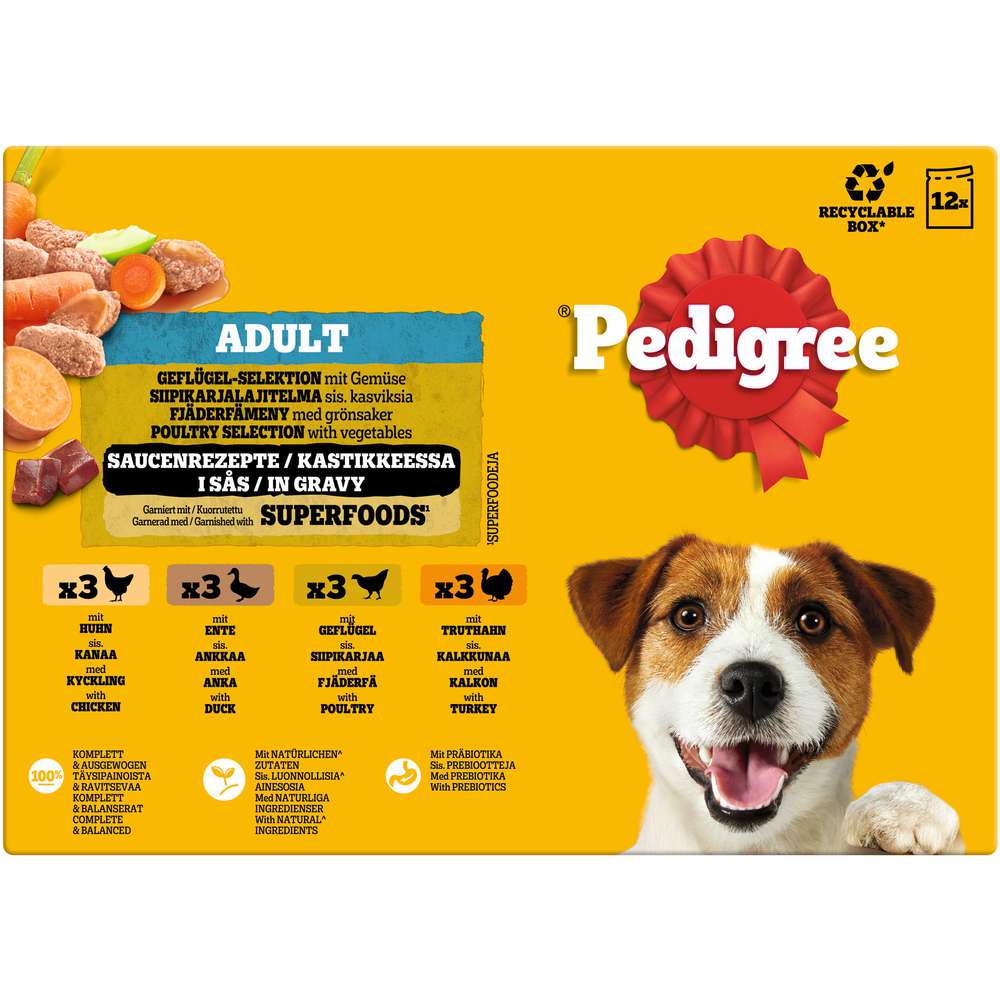 Produktabbildung Pedigree Hunde-Nassfutter Adult, Geflügel/Sauce