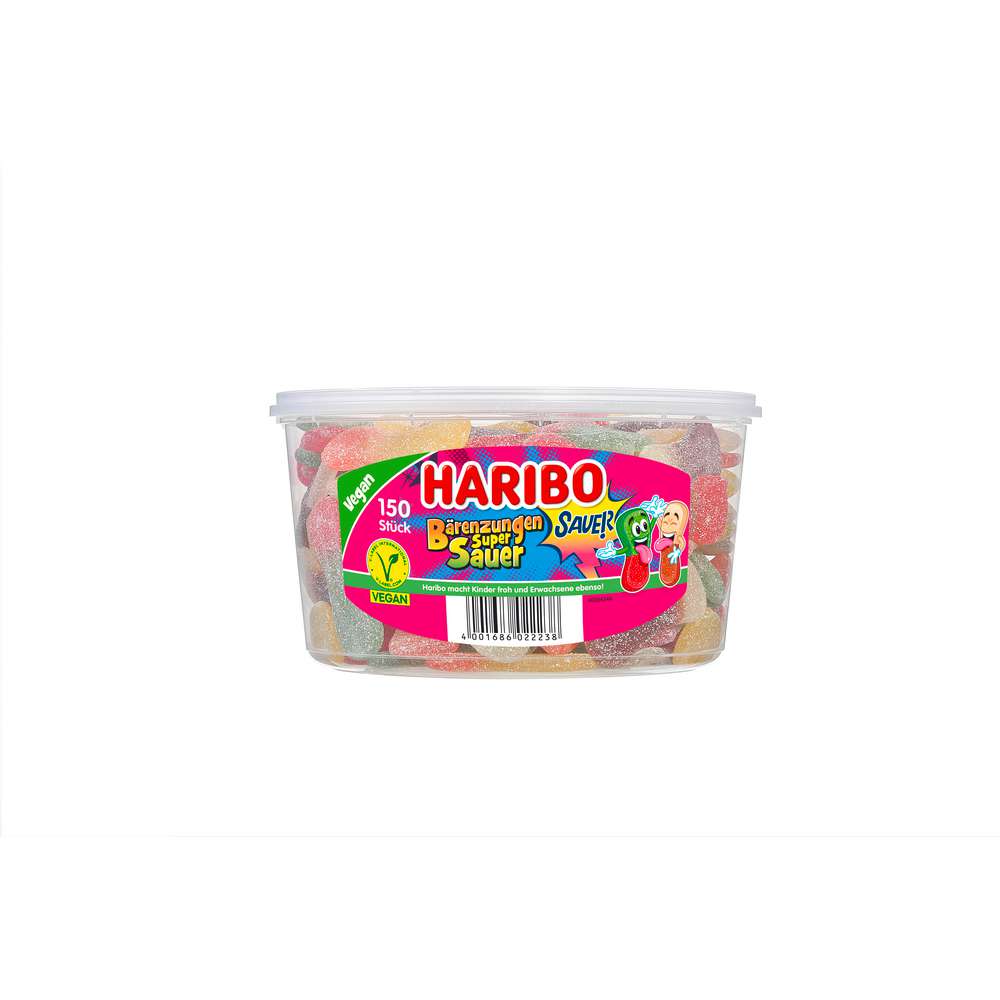 Produktabbildung Haribo Fruchtgummi Bärenzungen Super Sauer, in der Dose