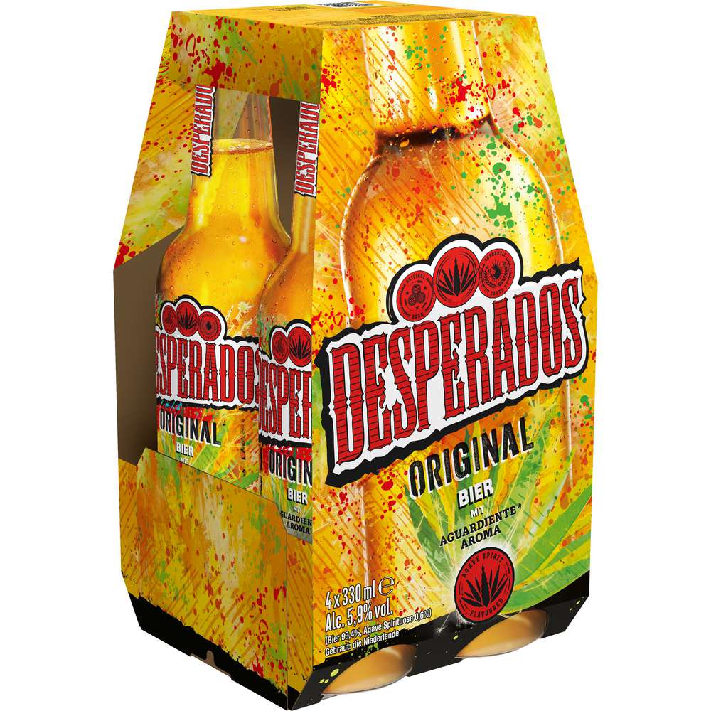 Produktabbildung Desperados Biermischgetränk Desperados, Tequila-Aroma, 5,9 % (4x 0,330 Liter)