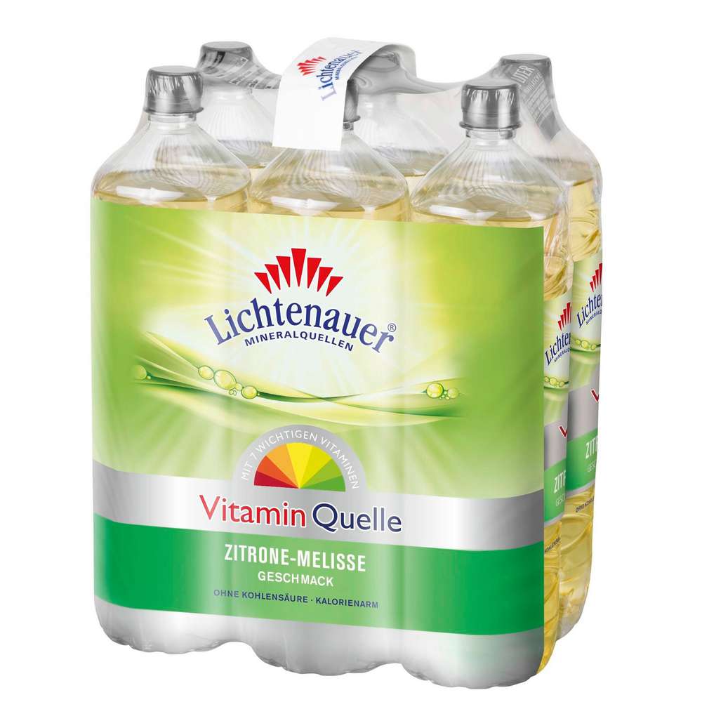 Produktabbildung Lichtenauer Mineralwasser Vitamin Quelle, Zitrone-Melisse-Geschmack, Naturell (6x 1,500 Liter)