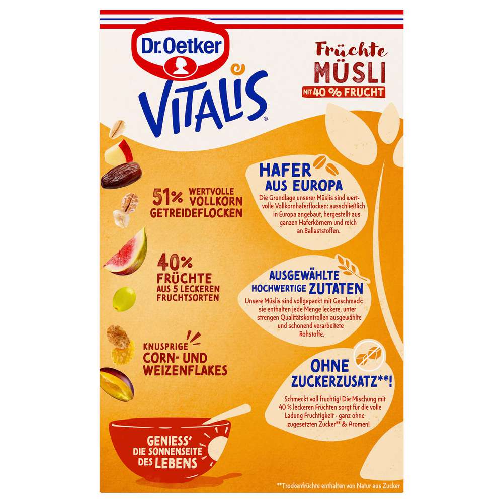 Produktabbildung Vitalis Vitalis Früchtemüsli ohne Zuckerzusatz