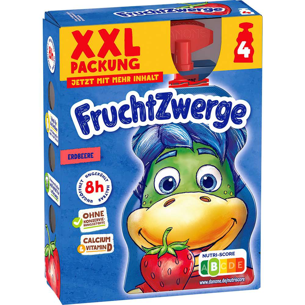 Produktabbildung Fruchtzwerge Quetschies, 4 x 70 g, Erdbeere 