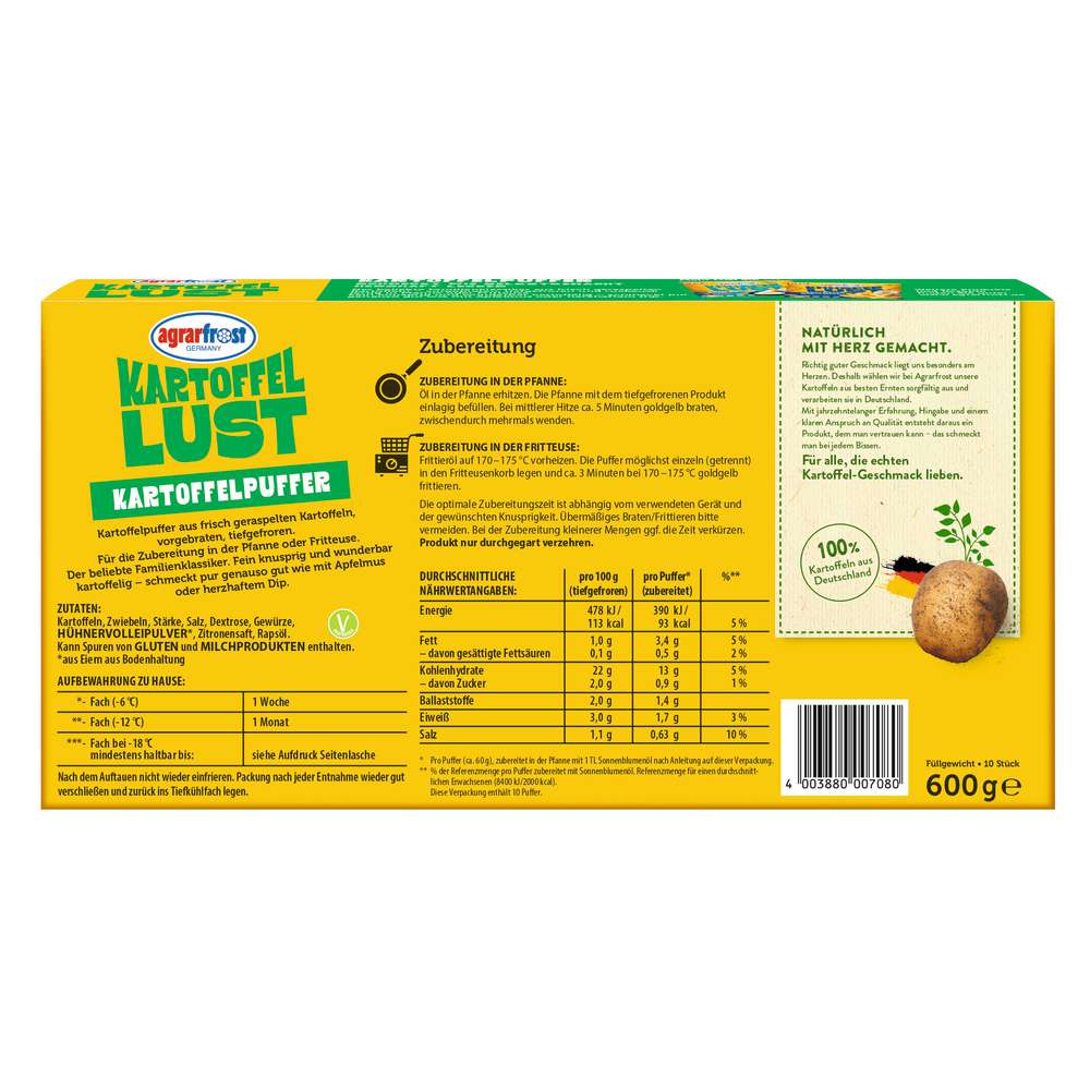 Produktabbildung Agrarfrost Kartoffelpuffer, tiefgekühlt