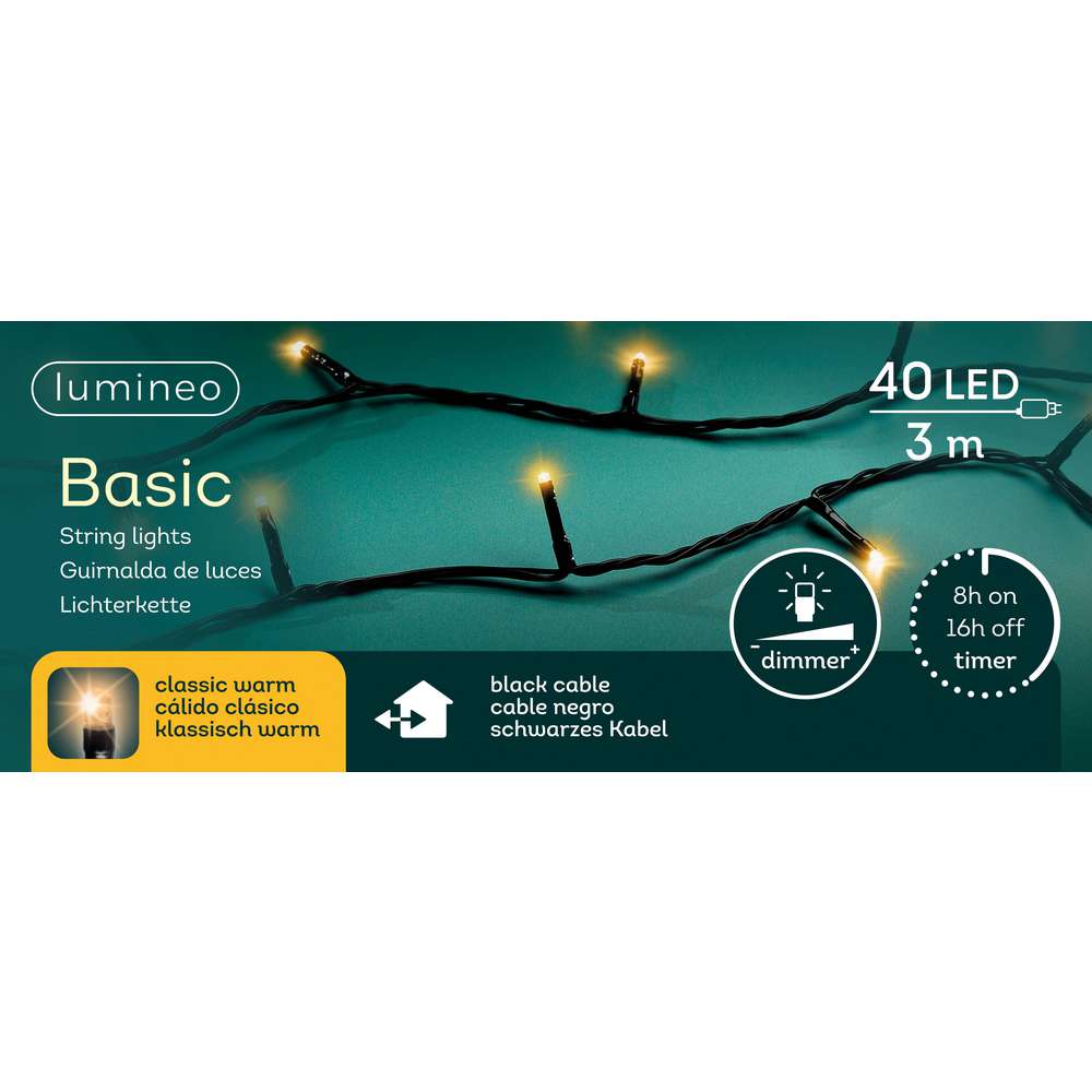 Produktabbildung Lumineo Lichterkette Basic 40 LED, 3 m