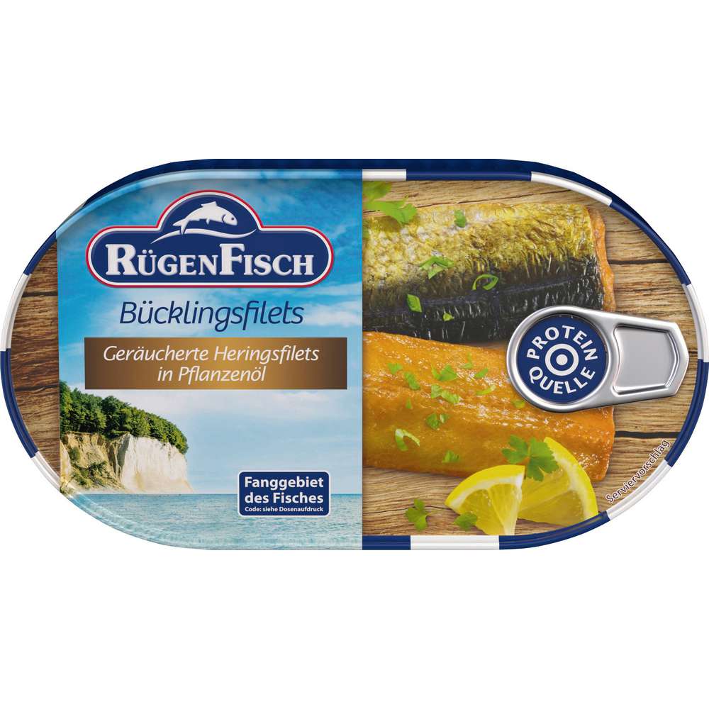 Produktabbildung Rügenfisch Heringsfilets Bücklingsfilets in feinem Pflanzenöl
