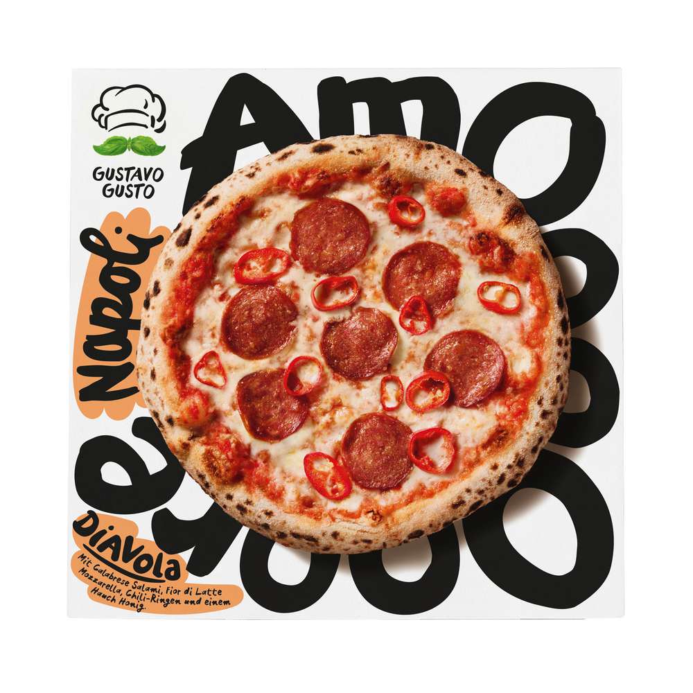 Produktabbildung Gustavo Gusto Pizza Amore Napoli, Diavola, tiefgekühlt