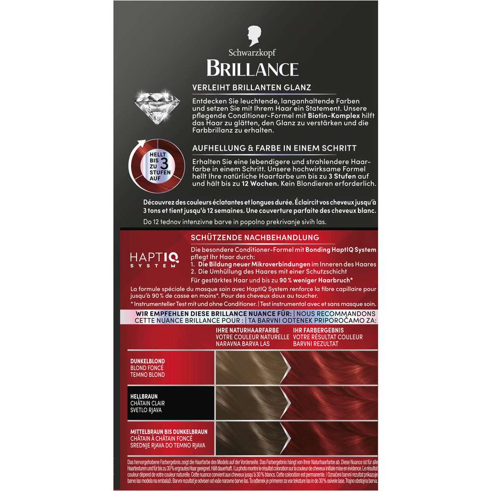 Produktabbildung Schwarzkopf Brillance Aufhellung und Farbe Leuchtendes Rot L843 