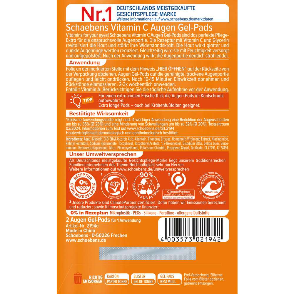 Produktabbildung Schaebens Augen Gel-Pads, Vitamin C