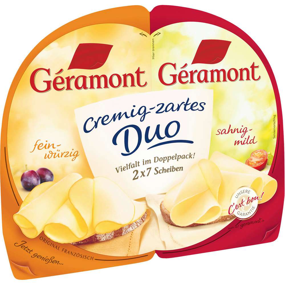 Produktabbildung Géramont Weichkäse-Scheiben, cremig-zartes Duo