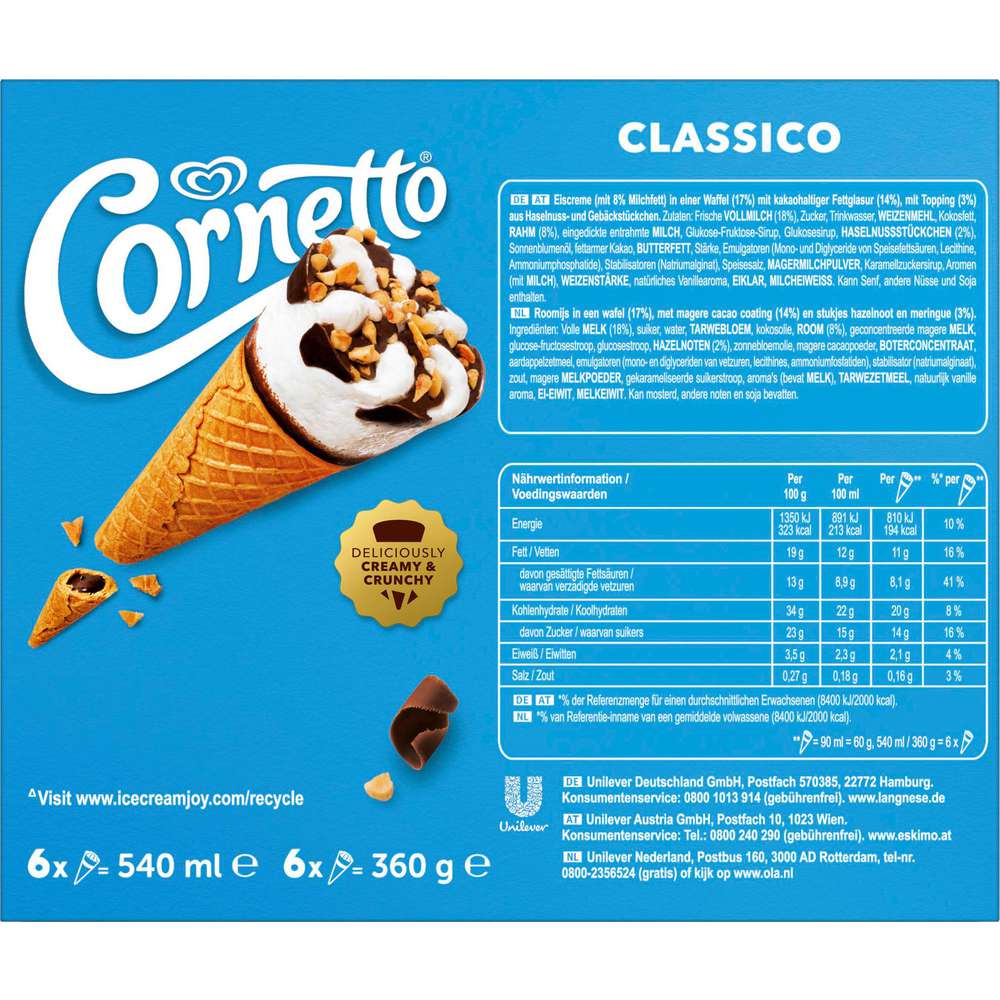 Produktabbildung Langnese Waffeleis, Cornetto Classico