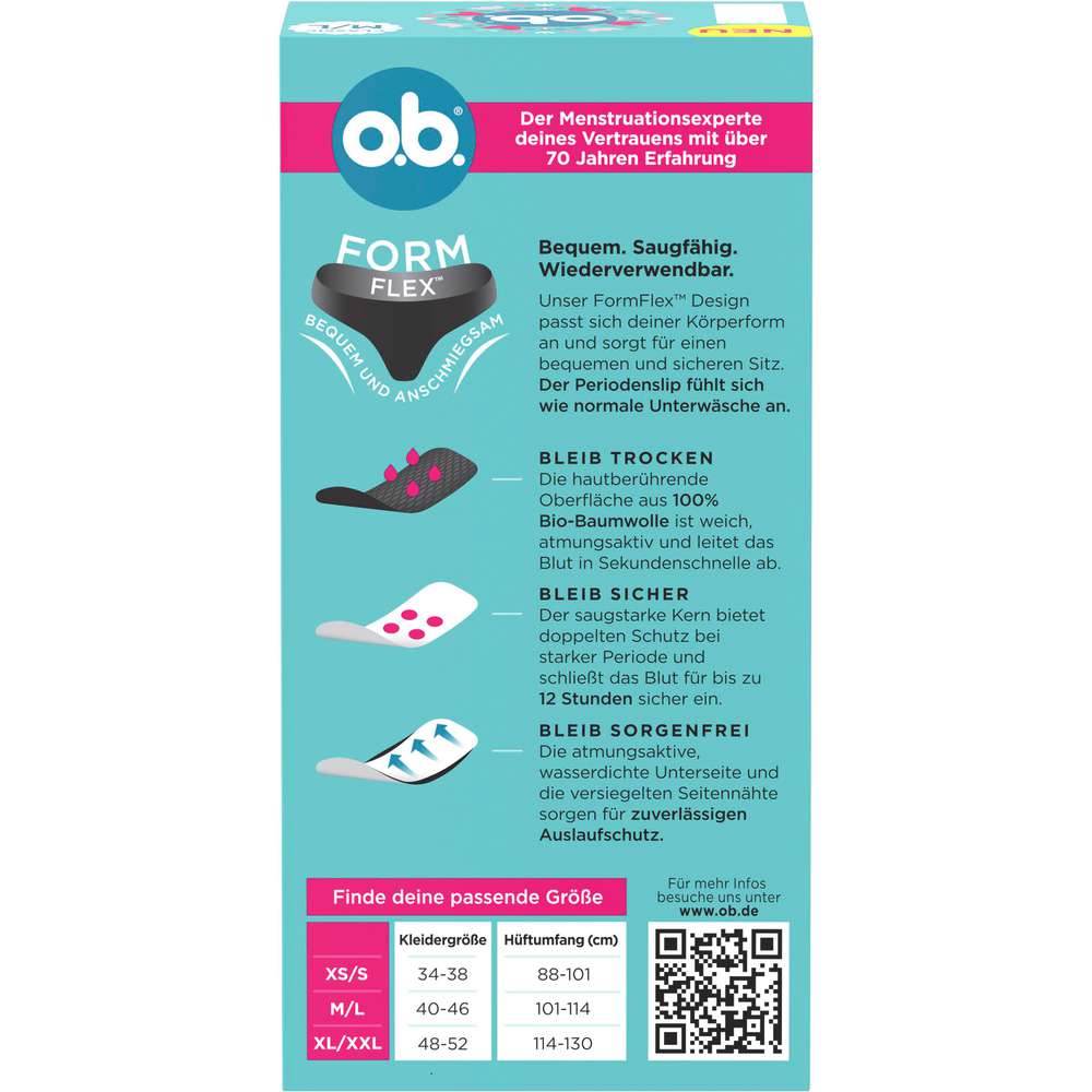 Produktabbildung o.b. Periodenunterwäsche Panties Gr.M/L
