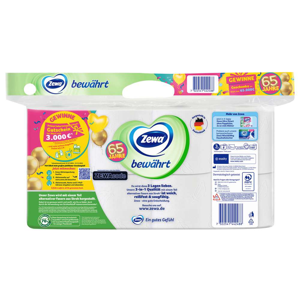Produktabbildung Zewa Toilettenpapier, bewährt 3-lagig