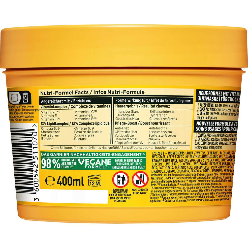 Produktabbildung Garnier Fructis Haarmaske, Banane