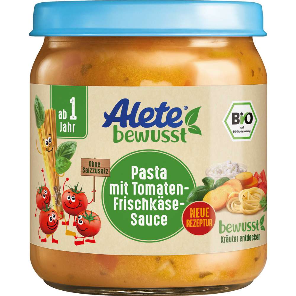 Produktabbildung Alete Bio Babynahrung Pasta, Tomate-Frischkäse