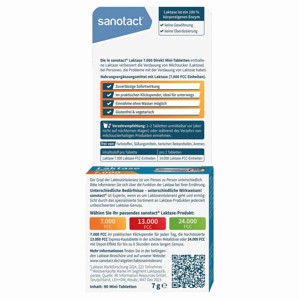 Produktabbildung sanotact Laktase 7.000 Direkt Mini Tabletten