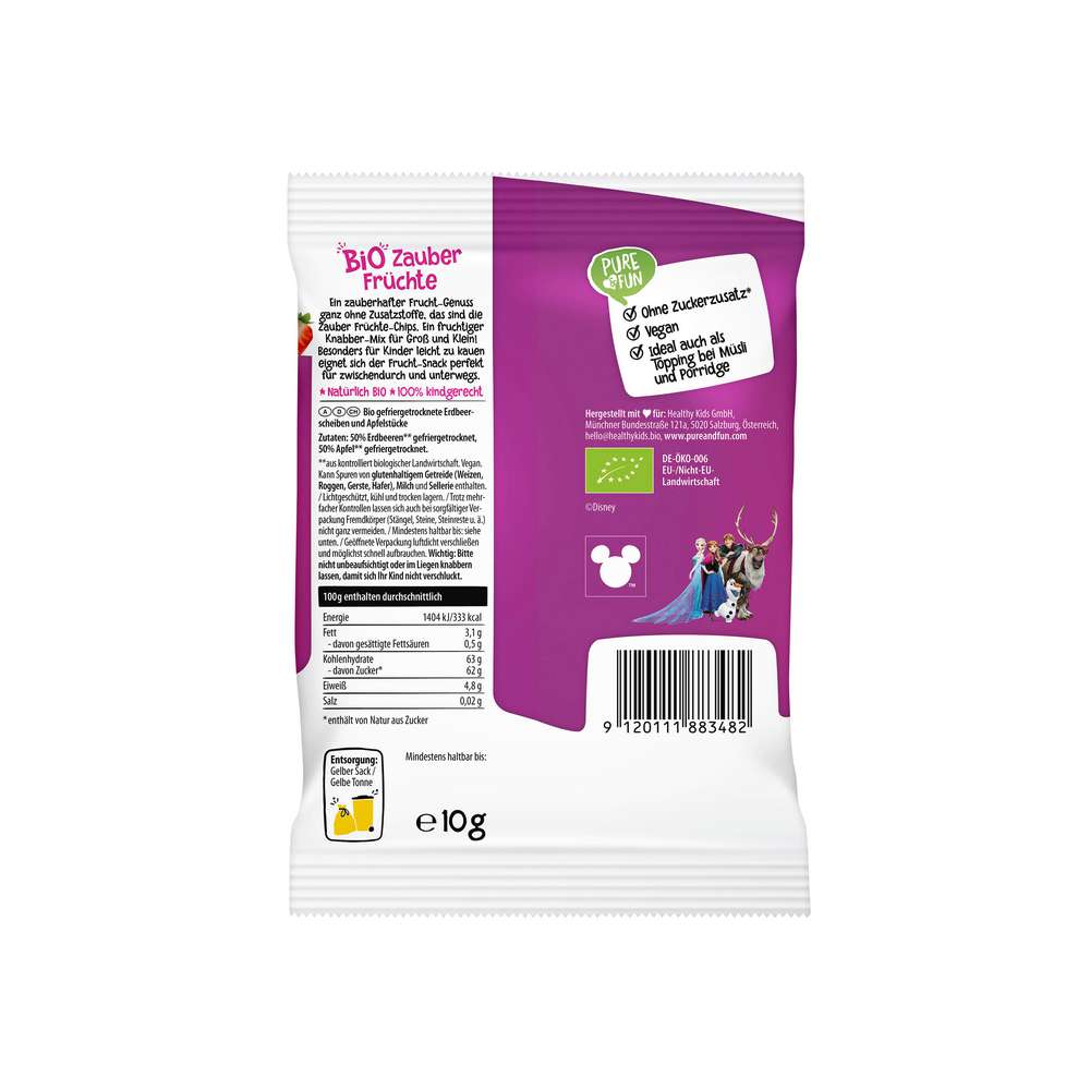 Produktabbildung Pure & Fun Bio Früchte Chips, Erdbeere/Apfel