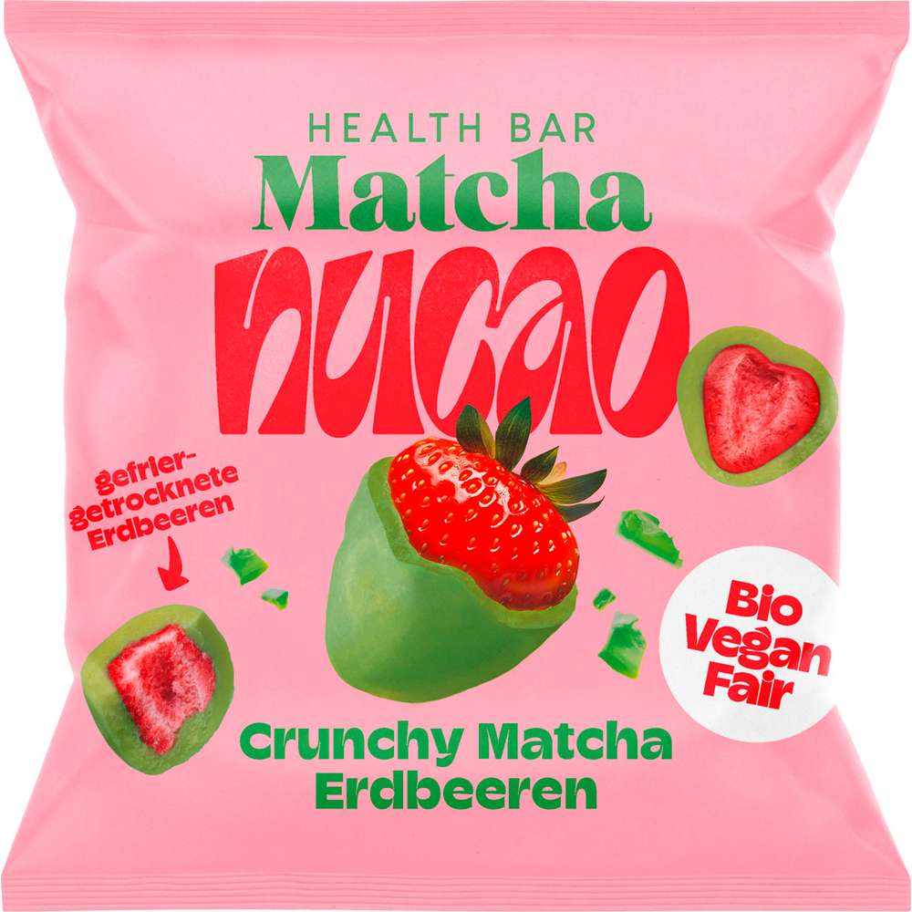 Produktabbildung nucao Crunchy Erdbeeren mit Matcha, gefriergetrocknet