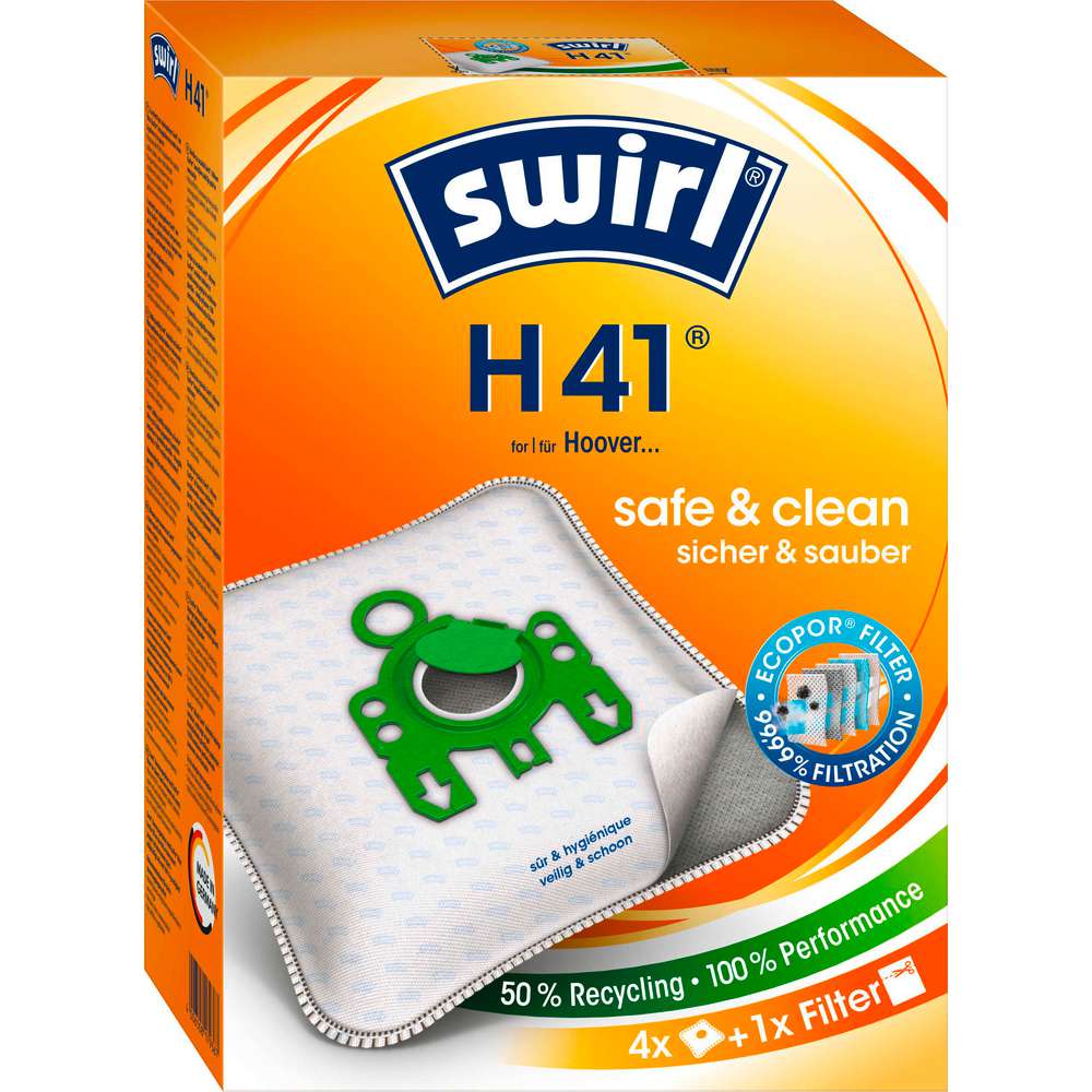 Produktabbildung Swirl Staubsaugerbeutel H41, safe & clean